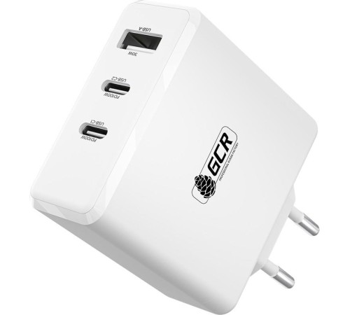 GCR Сетевое зарядное устройство 100W, 1 USB + 2 TypeC, GaN Tech Quick Charger, PD 3.0, белый GCR Сетевое зарядное устройство 100W, 1 USB + 2 TypeC, GaN Tech Quick Charger, PD 3.0, белый