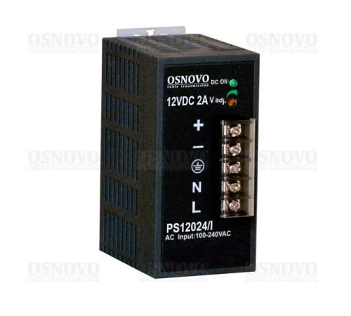Промышленный блок питания OSNOVO PS-12024/I Промышленный блок питания. DC12V, 2A (24W). Диапазон входных напряжений: AC195-265V. КПД: 80%. Защита от короткого замыкания, перенапряжения и перегрузки. Конвекционное охлаждение. М Промышленный блок питания OSNOVO PS-12024/I Промышленный блок питания. DC12V, 2A (24W). Диапазон входных напряжений: AC195-265V. КПД: 80%. Защита от короткого замыкания, перенапряжения и перегрузки. Конвекционное охлаждение. М
