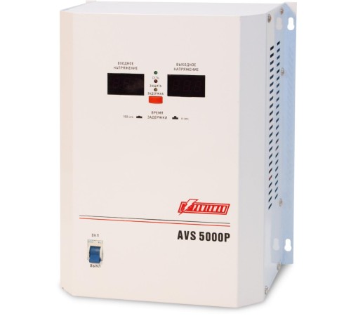 Стабилизатор POWERMAN AVS 5000P, ступенчатый регулятор, цифровые индикаторы уровней напряжения, 5000ВА, 110-260В, максимальный входной ток 32А, клеммная колодка, IP-20, навесной, 260мм х 220мм х 130мм, 9 кг./ Stabilizer POWERMAN AVS 5000P, step-type regu Стабилизатор POWERMAN AVS 5000P, ступенчатый регулятор, цифровые индикаторы уровней напряжения, 5000ВА, 110-260В, максимальный входной ток 32А, клеммная колодка, IP-20, навесной, 260мм х 220мм х 130мм, 9 кг./ Stabilizer POWERMAN AVS 5000P, step-type regu