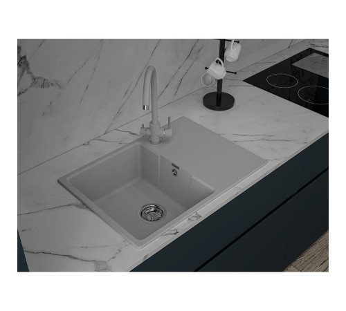 Кухонная мойка GRANFEST URBAN 668L gray 1-чаша+крыло 680*490мм, монтаж: врезной, материал: кварц, цвет: серый