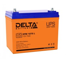 Батарея DELTA серия DTM L, DTM 1275 L, напряжение 12В, емкость 75Ач (разряд 10 часов),  макс. ток разряда (5 сек.) 700А, макс. ток заряда 22.5А, свинцово-кислотная типа AGM, клеммы под болт М6, ДxШxВ 258х166х206мм., вес 23кг., срок службы 10-12 лет./ Batt