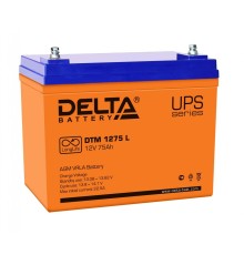 Батарея DELTA серия DTM L, DTM 1275 L, напряжение 12В, емкость 75Ач (разряд 10 часов),  макс. ток разряда (5 сек.) 700А, макс. ток заряда 22.5А, свинцово-кислотная типа AGM, клеммы под болт М6, ДxШxВ 258х166х206мм., вес 23кг., срок службы 10-12 лет./ Batt