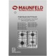 Газовая варочная панель MAUNFELD/ Газовая варочная панель MAUNFELD EGHE.64.3STS-EB/G, механическое управление, 4 конфорки, мощность конфорок 2600, 1700, 1700, 1000, электроподжиг, газ-контроль, цвет черный