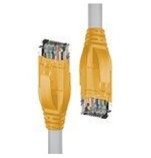 Патч-корд прямой 1.0m UTP кат.5e, серый, желтые коннекторы, 24 AWG, литой, ethernet high speed 1 Гбит/с, RJ45, T568B