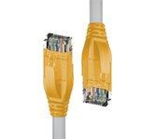 Патч-корд прямой 1.0m UTP кат.5e, серый, желтые коннекторы, 24 AWG, литой, ethernet high speed 1 Гбит/с, RJ45, T568B