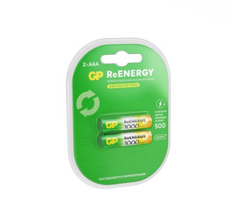 Аккумулятор Перезаряжаемые аккумуляторы GP ReEnergy 100AAAHC AAA, емкость 930 мАч - 2 шт. в клемшеле