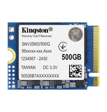 Твердотельный накопитель/ Kingston SSD NV3, 500GB, M.2(22x30mm), NVMe, PCIe 4.0 x4, 3D TLC, R/W 5000/3000MB/s, TBW 160, DWPD 0.2 (60 мес)