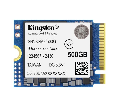 Твердотельный накопитель/ Kingston SSD NV3, 500GB, M.2(22x30mm), NVMe, PCIe 4.0 x4, 3D TLC, R/W 5000/3000MB/s, TBW 160, DWPD 0.2 (60 мес) Твердотельный накопитель/ Kingston SSD NV3, 500GB, M.2(22x30mm), NVMe, PCIe 4.0 x4, 3D TLC, R/W 5000/3000MB/s, TBW 160, DWPD 0.2 (60 мес)