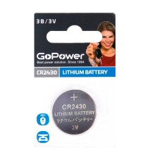 Батарейка CR2430/ Батарейка GoPower CR2430 BL1 Lithium 3V (1/40/2000) (1 шт.)