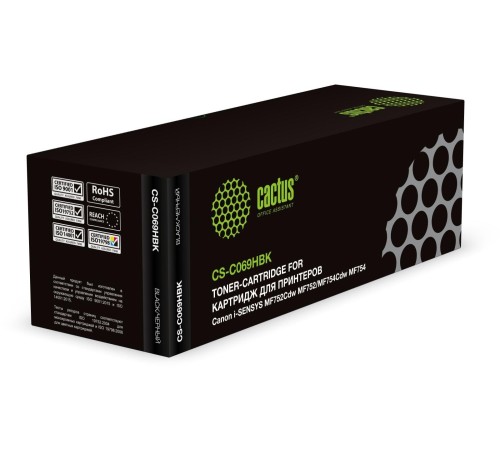 -/ Картридж лазерный Cactus CS-C069HBK 069H черный (7600стр.) для Canon i-SENSYS MF752Cdw MF752/MF754Cdw MF754