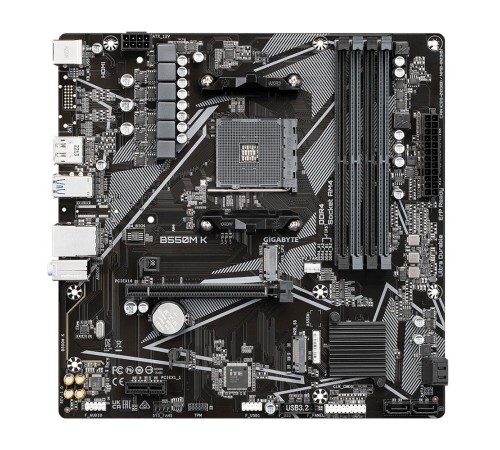 Материнская плата/ MB GIGABYTE AMD B550 sAM4, 4xDDR4(128GB), HDMI 2.1/DP, 1xPCIe 4.0x16, 1xPCIe 3.0, 1xLAN, 4xSATA 6Gb/s, 2xM.2, 4xUSB 3.2, 4xUSB 2.0, 1xPS/2, mATX Материнская плата/ MB GIGABYTE AMD B550 sAM4, 4xDDR4(128GB), HDMI 2.1/DP, 1xPCIe 4.0x16, 1xPCIe 3.0, 1xLAN, 4xSATA 6Gb/s, 2xM.2, 4xUSB 3.2, 4xUSB 2.0, 1xPS/2, mATX