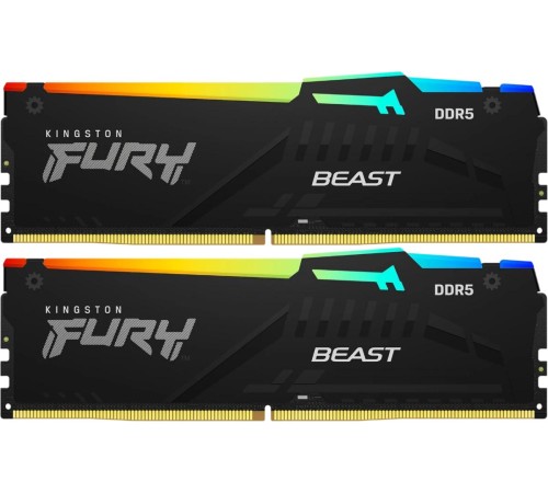 Память оперативная/ Kingston 64GB 5600MT/s DDR5 CL40 DIMM (Kit of 2) FURY Beast RGB