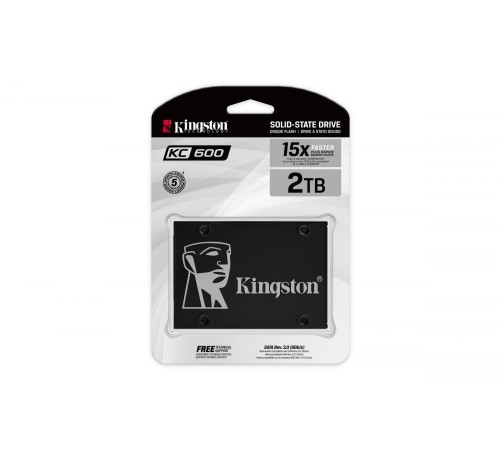 Твердотельный накопитель/ Kingston SSD KC600, 2048GB, 2.5" 7mm, SATA3, 3D TLC, R/W 550/520MB/s, IOPs 90 000/80 000, DRAM buffer 2048MB, TBW 1200, DWPD 0.32 (12 мес) Твердотельный накопитель/ Kingston SSD KC600, 2048GB, 2.5" 7mm, SATA3, 3D TLC, R/W 550/520MB/s, IOPs 90 000/80 000, DRAM buffer 2048MB, TBW 1200, DWPD 0.32 (12 мес)