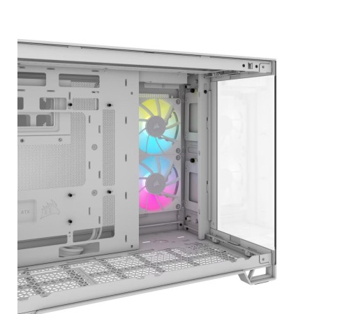 Корпус без блока питания/ Case Corsair iCUE LINK 2500X RGB, Midi-Tower, TG, 2x120mm RGB, 2xUSB-A 3.2, 1xUSB 3.2 Type-C, mATX, mITX White