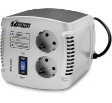 Стабилизатор POWERMAN AVS 500C, ступенчатый регулятор, 500ВА/280Вт, 150-280В, максимальный входной ток 4А, 2 евророзетки, IP-20, напольный,  151мм х 126мм х 123мм, 1.4 кг./ Stabilizer POWERMAN AVS 500C, step-type regulator, 500 VA / 280W, 150-280V, maximu