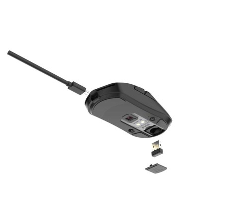 Мышь игровая беспроводная Dareu A950 Black (черный), DPI 400/800/1600/3200/6400/12000, подключение Tri-mode: проводное+2.4GHz+BT, встроенный аккумулятор 930mAh, зарядная станция, подсветка RGB, размер 123x64x39мм Мышь игровая беспроводная Dareu A950 Black (черный), DPI 400/800/1600/3200/6400/12000, подключение Tri-mode: проводное+2.4GHz+BT, встроенный аккумулятор 930mAh, зарядная станция, подсветка RGB, размер 123x64x39мм