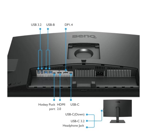Мониторы/ Benq PD2705U 27'', 3840x2160, IPS,  60Hz, 1200:1, 350cd, 5ms, HDMI, DP; 3*USB 3.0, USB C*65W, Thunderbolt 3, Speakers, Height adj 110, Pivot, 100% sRGB, Flicker-free;Low Blue Light, Calibration Report, 3Y, Grey