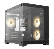Корпус без блока питания/ Case HSPD F330, Panoramic Mini-tower, Black, TG, 0.5 SPCC, 3x120mm ARGB (FN027) mATX, mITX 160/400/200mm 1x2.5", 2x3.5", 4xPCI 1xUSB-C 3.0, 2xUSB-A1.0 428x280x375mm