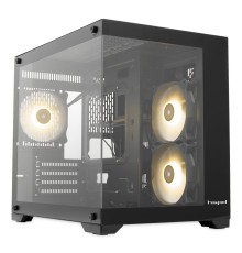Корпус без блока питания/ Case HSPD F330, Panoramic Mini-tower, Black, TG, 0.5 SPCC, 3x120mm ARGB (FN027) mATX, mITX 160/400/200mm 1x2.5", 2x3.5", 4xPCI 1xUSB-C 3.0, 2xUSB-A1.0 428x280x375mm