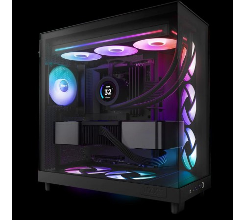 Кулер для корпуса ПК/ Case Cooler NZXT F360 RGB Core (120x120x25mm, 4-pin PWM, RGB, 75.12CFM, 30dBA, 2400RPM, Black, Single-Frame RGB Fan Unit)