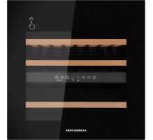 Винный шкаф KUPPERSBERG/ Винный шкаф KUPPERSBERG, встраиваемый, High-Tech, объем 85 л, вместимость 36 бутылок, диапазон температуры 5-22 градусов, сенсорное открытие двери, 3 полки из бука, LCD дисплей, уровень шума 39 дБ, цвет черный