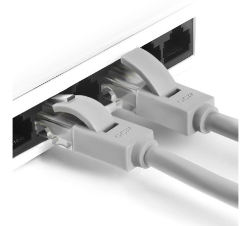 GCR Патч-корд перекрестный ethernet 15.0m UTP кат.5е, серый, RJ45, литой