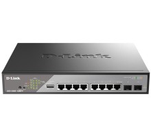 Коммутатор D-Link Настраиваемый L2 PoE-коммутатор, 8x1000Base-T PoE 802.3bt 90 Вт, 2x1000Base-X SFP, PoE-бюджет 242 Вт, дальность PoE до 250 м