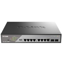Коммутатор D-Link Настраиваемый L2 PoE-коммутатор, 8x1000Base-T PoE 802.3bt 90 Вт, 2x1000Base-X SFP, PoE-бюджет 242 Вт, дальность PoE до 250 м