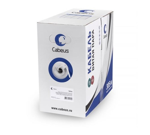 кабель Cabeus UTP-4P-Cat.6-SOLID-LSZH-GY Кабель витая пара UTP (U/UTP), категория 6, 4 пары (23 AWG), одножильный, LSZH нг(А)-HF, серый (305 м)