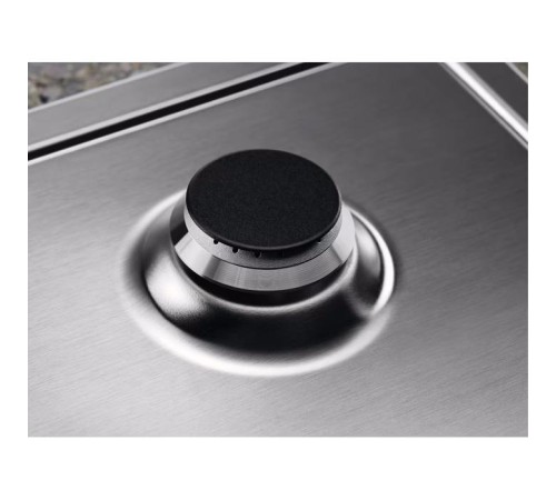 Встраиваемые газовые панели ELECTROLUX/ Газовая варочная поверхность -нержавеющая сталь, мощность: 7800 Вт, автоматический электроподжиг, газ-контроль, решетки: чугун, независимая установка, размеры (ШхГ): 59.5x51 см