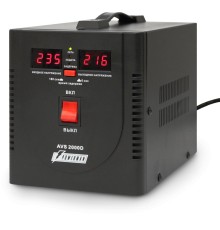 Стабилизатор POWERMAN AVS 2000D, черный, ступенчатый регулятор, цифровые индикаторы уровней напряжения, 2000ВА, 140-260В, максимальный входной ток 12А, 2 евророзетки, IP-20, напольный,  200мм х 160мм х 190мм, 4.9 кг./ Stabilizer POWERMAN AVS 2000D, black,