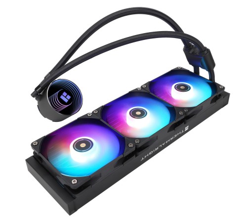 Водяное охлаждение для процессора/ Water Cooling System Thermalright Frozen Notte 360 Black Argb V2 (360mm, Black, ARGB/ Fans: 3x120mm, 72.37CFM, 27.7dBA, 2000RPM/ Pump height 54mm, 28dBA, 5300RPM, Rad thickness 27mm/ S: 1200, 1700, 1851, 2011, 2066, 115X