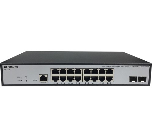 Коммутатор/ Управляемый L3 коммутатор, 16x1000Base-T, 2x10GBase-X SFP+, консольный порт RJ-45, комплект для установки в 19" стойку