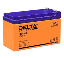 Батарея DELTA серия HR, HR 12-9, напряжение 12В, емкость 9Ач (разряд 20 часов),  макс. ток разряда (5 сек.) 135А, макс. ток заряда 2.7А, свинцово-кислотная типа AGM, клеммы F2, ДxШxВ 151х65х94мм., вес 2.78кг., срок службы 8 лет./ Battery DELTA series HR,