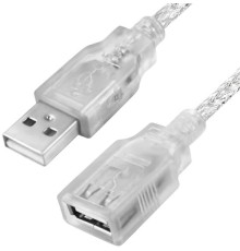 Greenconnect Удлинитель 0.75m USB 2.0, AM/AF, прозрачный, литой, 28/28 AWG, экран, армированный, морозостойкий, GCR-UEC21M-BB2S-0.75m