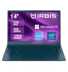 Ноутбук IRBIS  Breeze 14NBC0003 14“ CPU: N4000, 14"LCD 1920*1080 IPS , 4GB+128GB EMMC, AC wifi, Front camera: 0.3MP, 7.6V 4000mha battery, ABCD plastic, WIN Pro (потертости)
