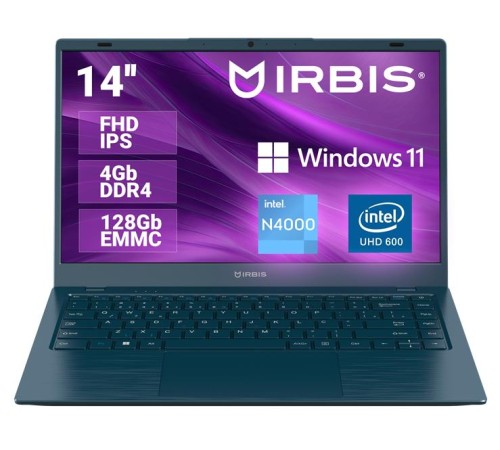 Ноутбук IRBIS  BreezeBook 14 14NBC0003 14“ CPU: N4000, 14"LCD 1920*1080 IPS , 4GB+128GB EMMC, AC wifi, Front camera: 0.3MP, 7.6V 4000mha battery, ABCD plastic, WIN Pro (потертости)