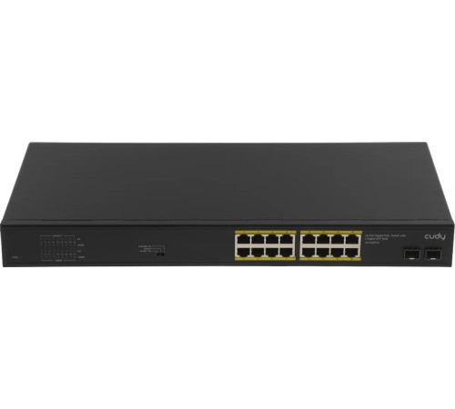 Коммутатор/ 16-Port Gigabit PoE+ Switch with 2 Gigabit SFP ports 200W