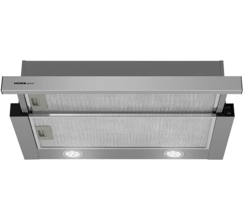 ВЫТЯЖКА HOMSair Flat 50 Inox/ встраиваемая, кнопочное управление, 2 скорости, 520 м3/ч, до 20 м2, 45 дБ, угольный фильтр CF110 - 1 шт, ШхВхД: 500х176х280 мм, нерж. сталь