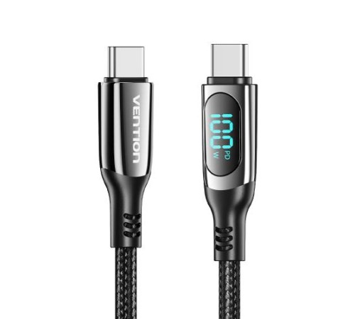 Кабель Vention USB 2.0 CM/CM с LED дисплеем - 1.2м. Чёрный 5А PD100W, шт.