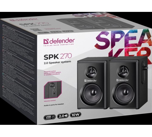 Defender Акустическая 2.0 система SPK 270 черный, 10 Вт, питание от USB