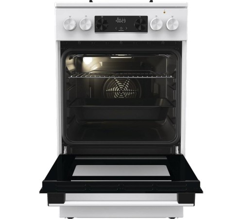 Комбинированная плита Gorenje/ Комбинированная плита Gorenje, Эмаль SilverMatte, объем духовки 62 л, механическое управление, сенсорный программатор IconLED, многоуровневое приготовление, электроподжиг, рельефные направляющие, 2 стекла+термослой, энергоэф