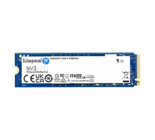 Твердотельный накопитель/ Kingston SSD NV3, 1000GB, M.2(22x80mm), NVMe, PCIe 4.0 x4, 3D TLC, R/W 6000/4000MB/s, TBW 320, DWPD 0.3 (60 мес) Твердотельный накопитель/ Kingston SSD NV3, 1000GB, M.2(22x80mm), NVMe, PCIe 4.0 x4, 3D TLC, R/W 6000/4000MB/s, TBW 320, DWPD 0.3 (60 мес)