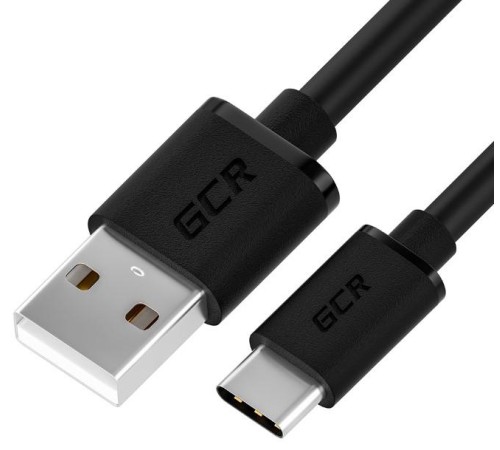 GCR Кабель 1.0m TypeC, черный, быстрая зарядка, 28/24 AWG