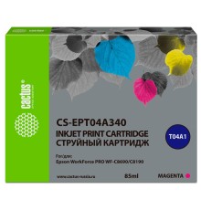 -/ Картридж струйный Cactus CS-EPT04A340 T04A3 пурпурный (85мл) для Epson WorkForce Pro WF-C8190, WF-C8