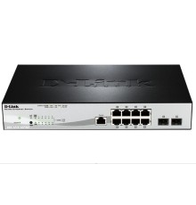 Коммутатор D-Link Управляемый L2 PoE-коммутатор, 8x1000Base-T PoE, 2x1000Base-X SFP, PoE-бюджет 78 Вт, защита от статического электричества до 6 кВ, CLI, консольный порт RJ-45