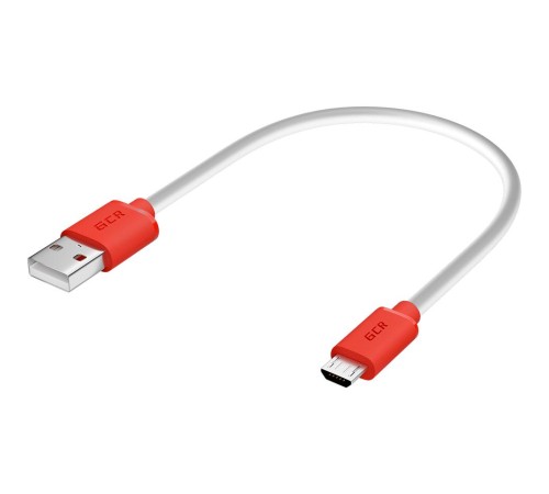 GCR Кабель 0.5m MicroUSB, белый, красные коннекторы, быстрая зарядка, 28/24 AWG, GCR-53214