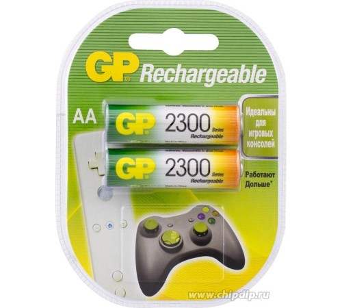 Перезаряжаемые аккумуляторы GP 230AAHC AA, емкость 2200 мАч - 2 шт. в клемшеле