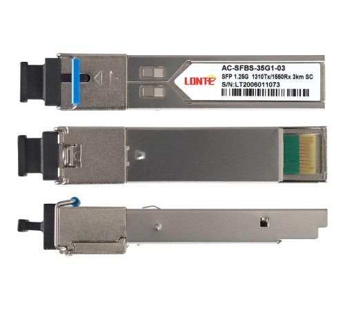 Трансивер/ SFP WDM module, 1.25G, 1310Tx/1550Rx, 3KM, DDM, SC Трансивер/ SFP WDM module, 1.25G, 1310Tx/1550Rx, 3KM, DDM, SC
