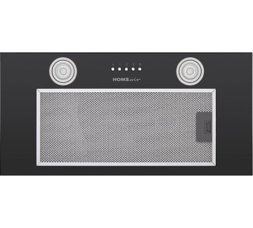 ВЫТЯЖКА HOMSair Camelia Power 60 Black/ полновстраиваемая, кнопочное управление, 3 скорости, 580 м3/ч, до 30 м2, 52 дБ, светодиодное LED-освещение, угольный фильтр CF02X 1 шт., ШхВхД: 650х172х260 мм, черный цвет